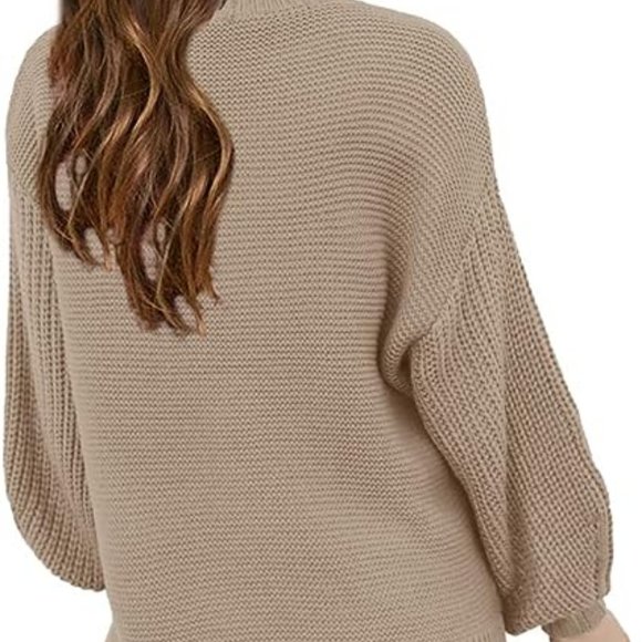 Girl's Crewneck Sweaters Kids Balloon Long Sleeve Pullover Chunky Knit Cut - Picture 3 of 5